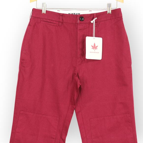 BOAST USA Mens 30x32 Patch Canvas Chino Pant Burgundy Wine Cotton Flat NWT - Picture 2 of 10